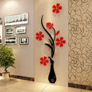 Colorful Multi-Pieces Flower Vase 3D Acrylic Wall Sticker