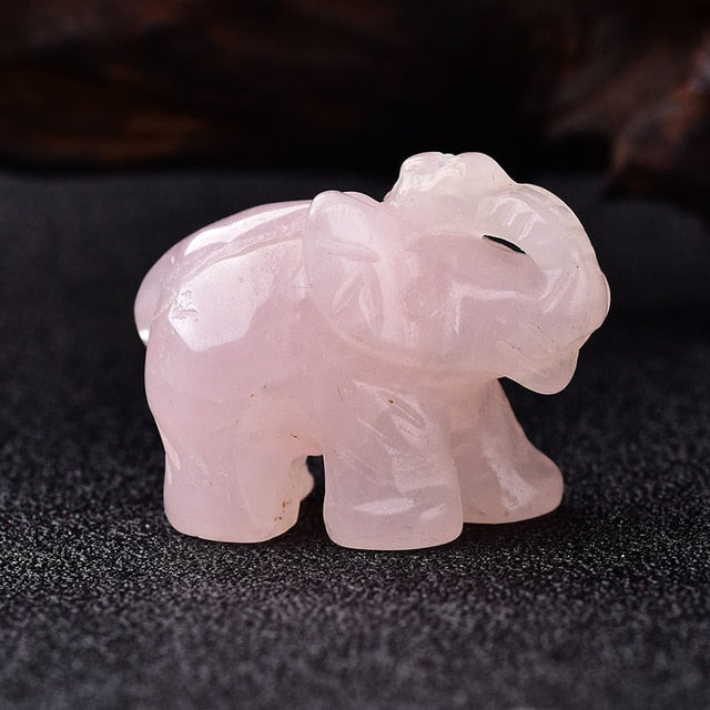 1PC Natural Crystal Rose Quartz Elephant Amethyst Obsidian