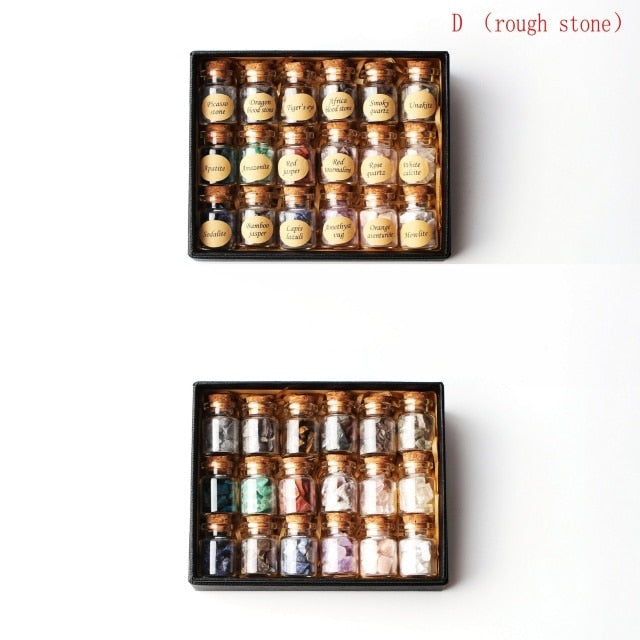 18Pcs Natural Crystal Rockstone Gravel Wishing Bottles