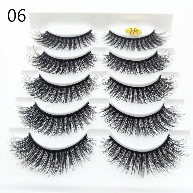 5 Pairs 6D Faux Mink Hair False Eyelashes