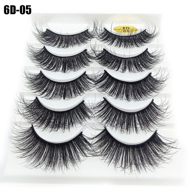 5 Pairs 6D Faux Mink Hair False Eyelashes