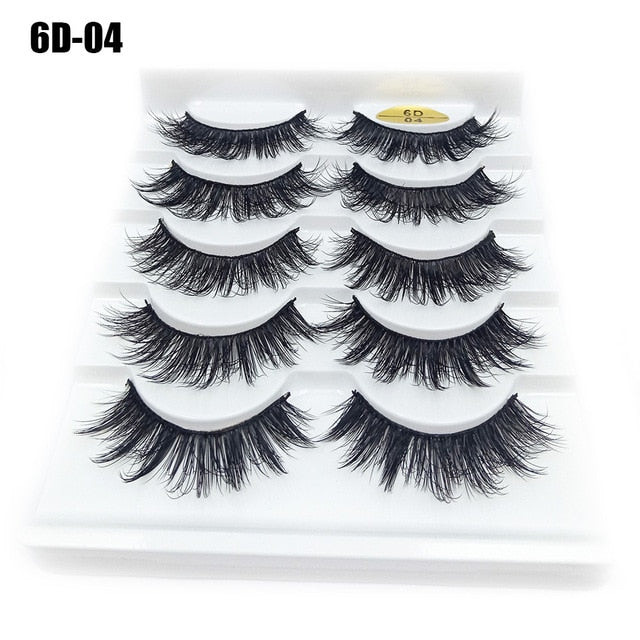 5 Pairs 6D Faux Mink Hair False Eyelashes