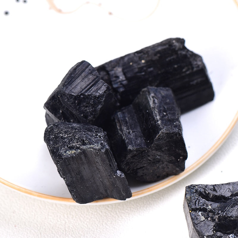 Natural Black Tourmaline Gravel Raw Gemstone