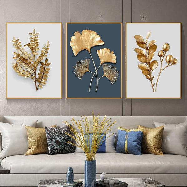 Abstract Golden Leaf Canvas Poster