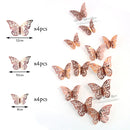 12Pcs 4D Hollow Butterfly Wall Sticker