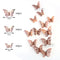 12Pcs 4D Hollow Butterfly Wall Sticker