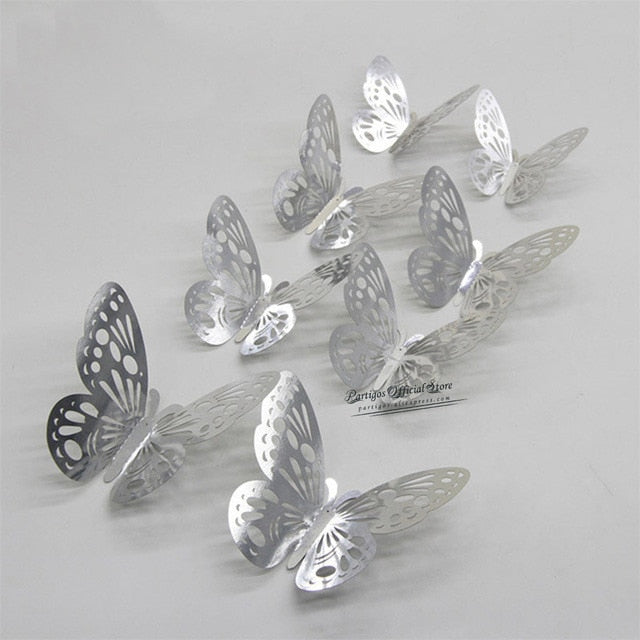 12Pcs 4D Hollow Butterfly Wall Sticker