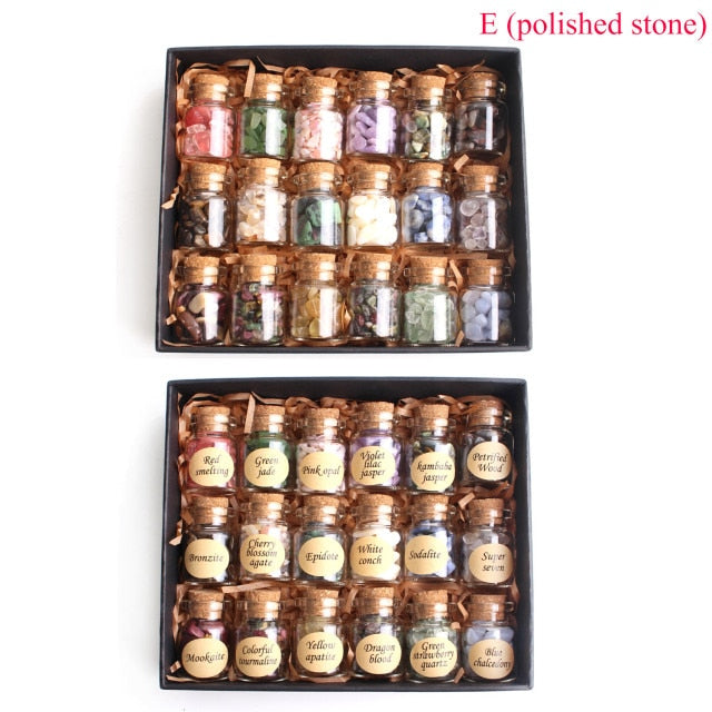 18Pcs Natural Crystal Rockstone Gravel Wishing Bottles