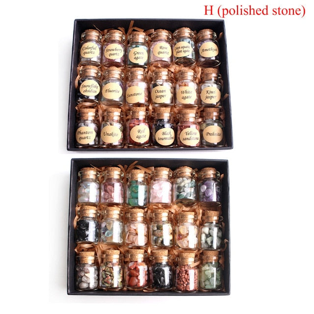 18Pcs Natural Crystal Rockstone Gravel Wishing Bottles