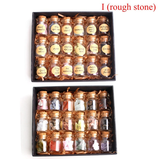 18Pcs Natural Crystal Rockstone Gravel Wishing Bottles