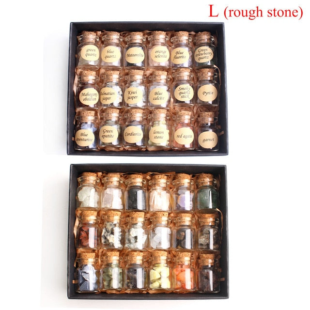 18Pcs Natural Crystal Rockstone Gravel Wishing Bottles