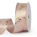 25mm Gift Ribbon Satin Marble/Crack Gold Foil Printed For Gift Wrapping