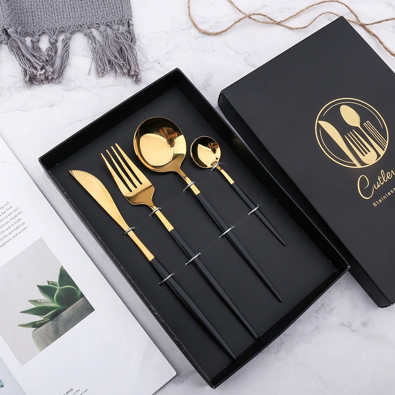 304 Stainless Steel Golden Cutlery Set