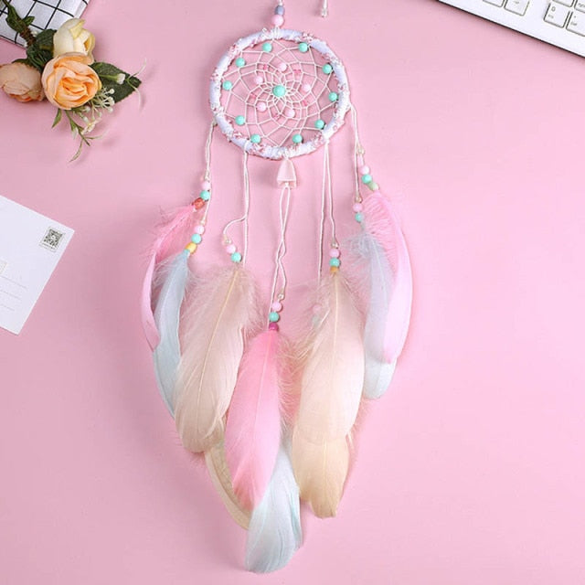 Colorful True feather dream catcher light