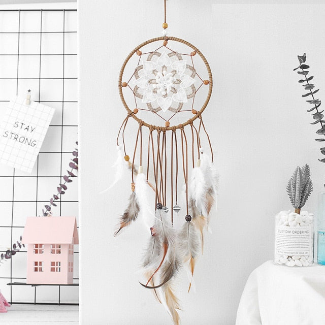 Colorful True feather dream catcher light