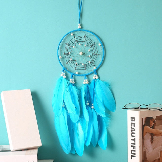 Colorful True feather dream catcher light