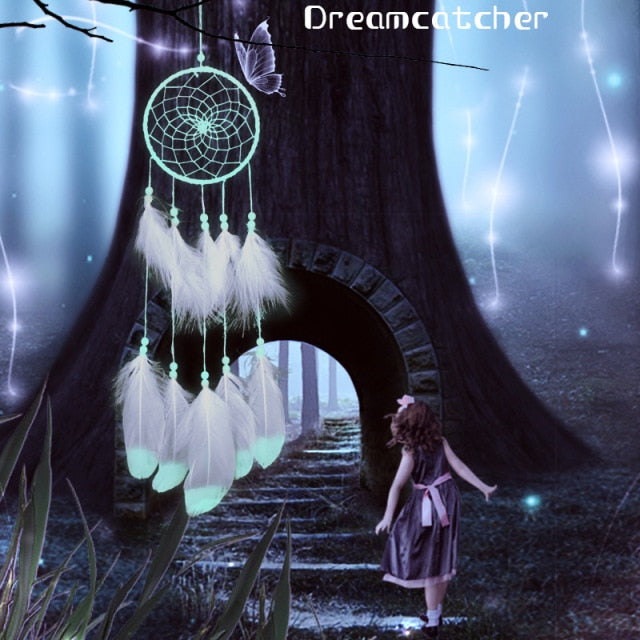 Colorful True feather dream catcher light