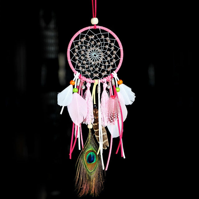 Colorful True feather dream catcher light