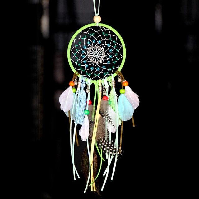 Colorful True feather dream catcher light