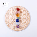 Natural Crystal Mixed  seven Chakra Healing Stone + Seven Star Array Wood Plate