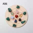 Natural Crystal Mixed  seven Chakra Healing Stone + Seven Star Array Wood Plate