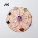 Natural Crystal Mixed  seven Chakra Healing Stone + Seven Star Array Wood Plate