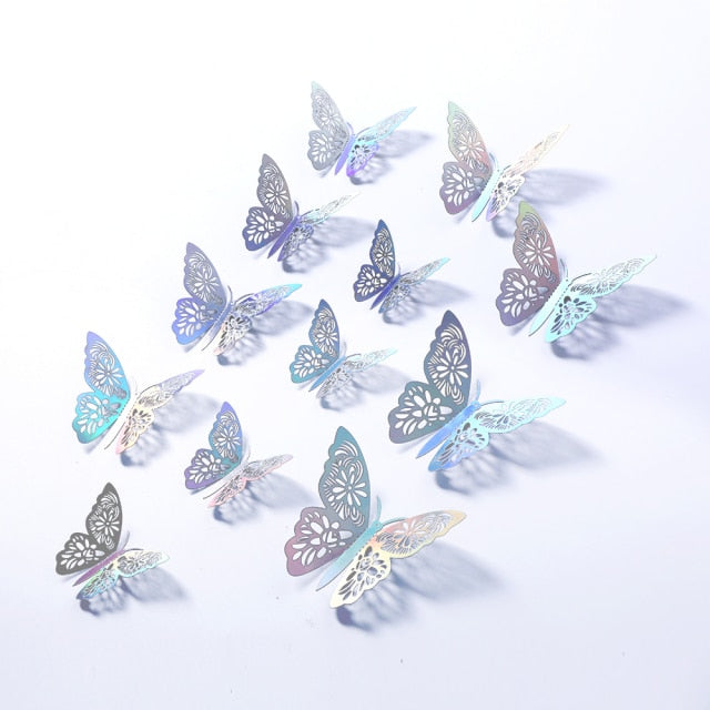 12Pcs 4D Hollow Butterfly Wall Sticker