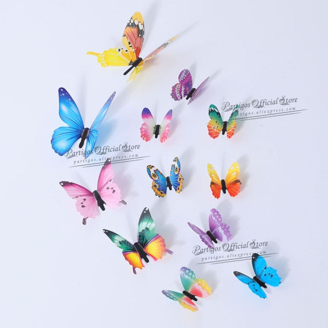 12Pcs 4D Hollow Butterfly Wall Sticker