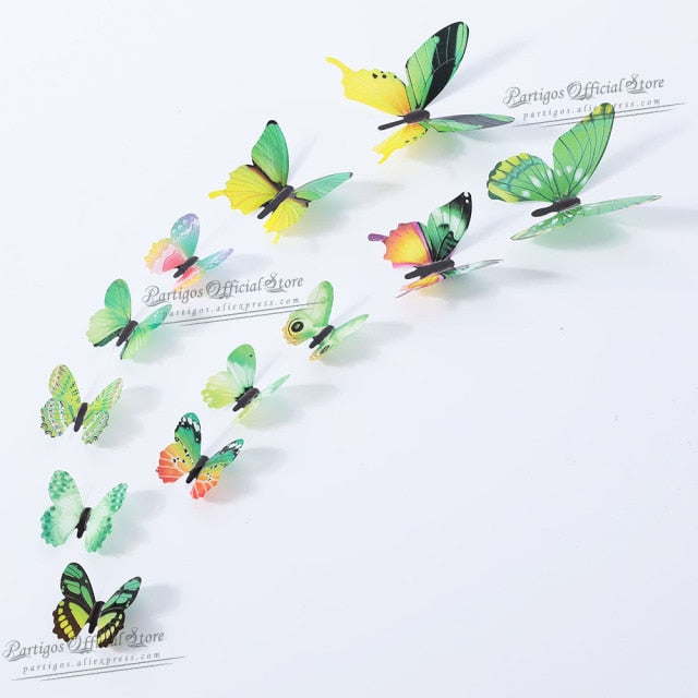 12Pcs 4D Hollow Butterfly Wall Sticker