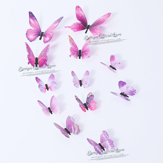 12Pcs 4D Hollow Butterfly Wall Sticker