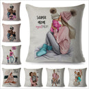 Cute Cartoon Super Mama Cushion Cover