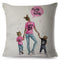 Cute Cartoon Super Mama Cushion Cover