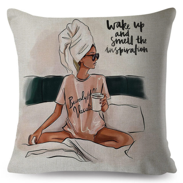 Cute Cartoon Super Mama Cushion Cover