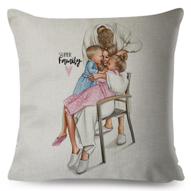 Cute Cartoon Super Mama Cushion Cover