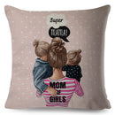 Cute Cartoon Super Mama Cushion Cover