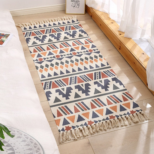 Luxury Bohemia Ethnic Style Cotton Linen Soft Carpet