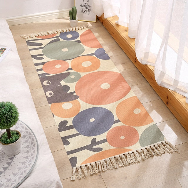 Luxury Bohemia Ethnic Style Cotton Linen Soft Carpet