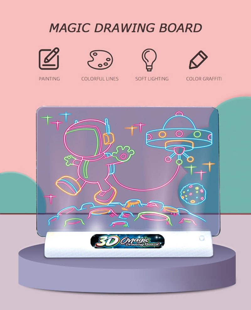 LED Light Effects Puzzle Magic 3D Drawing Pad