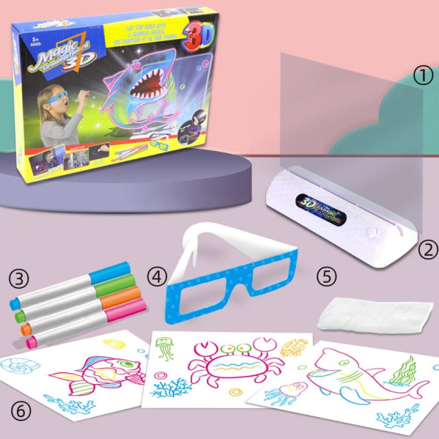 LED Light Effects Puzzle Magic 3D Drawing Pad