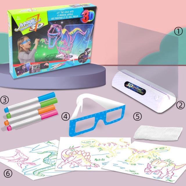 LED Light Effects Puzzle Magic 3D Drawing Pad