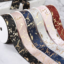 25mm Gift Ribbon Satin Marble/Crack Gold Foil Printed For Gift Wrapping