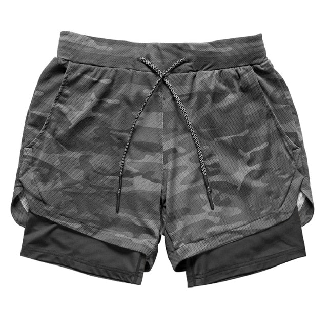 Camo 2 In 1 Double-deck Quick Dry GYM Sport Shorts