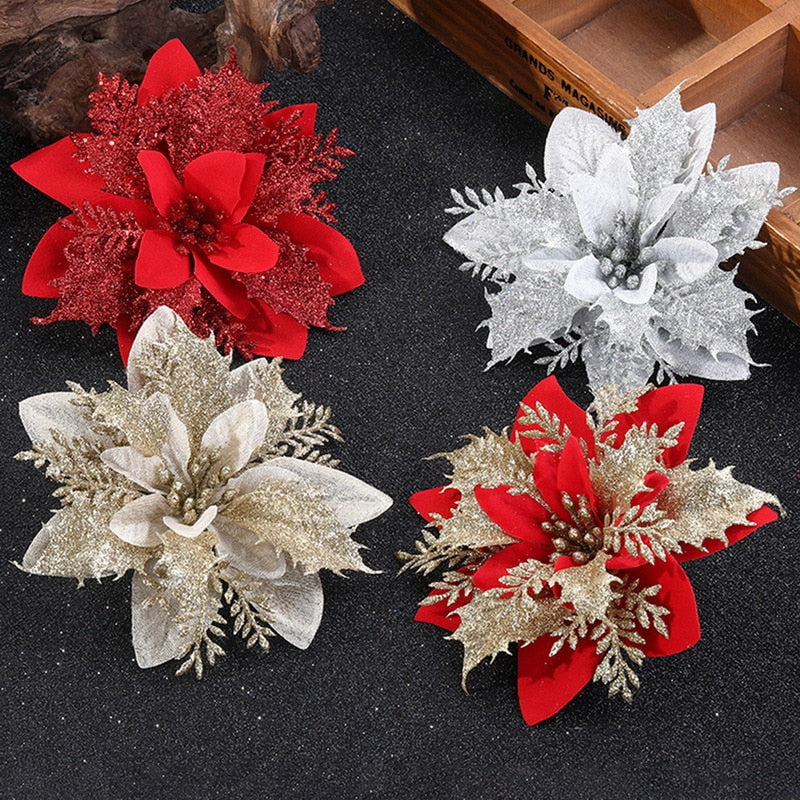 1/5/10pcs Glitter Artificial Flowers