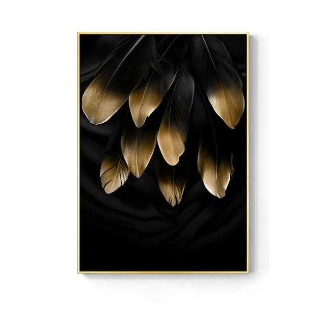 Nordic Golden Abstract Leaf Flower Wall Art