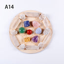 Natural Crystal Mixed  seven Chakra Healing Stone + Seven Star Array Wood Plate