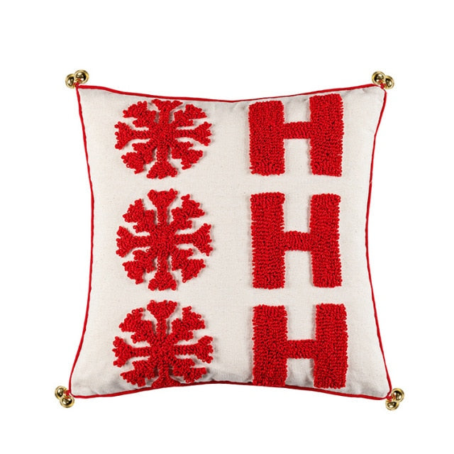 Snowflake Loop Velvet Tufted Red Pillowcase