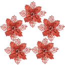 10pcs Glitter Artificial Poinsettia Flower with Berry