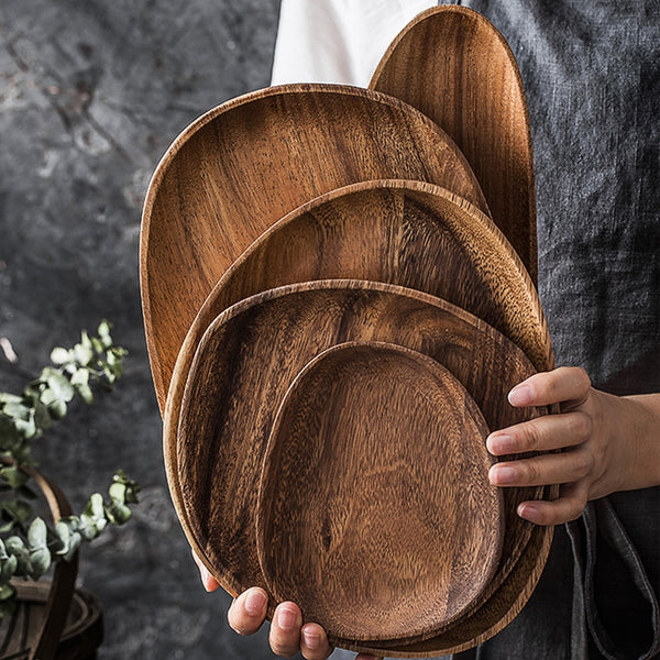 Oval Solid Wood Plate