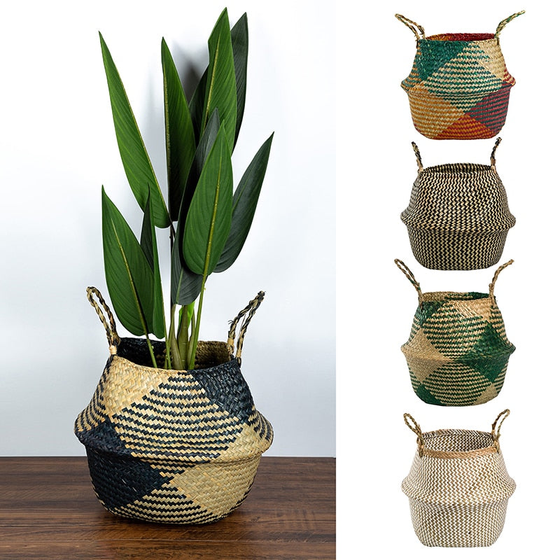 Foldable Handmade Rattan Woven Flower Basket