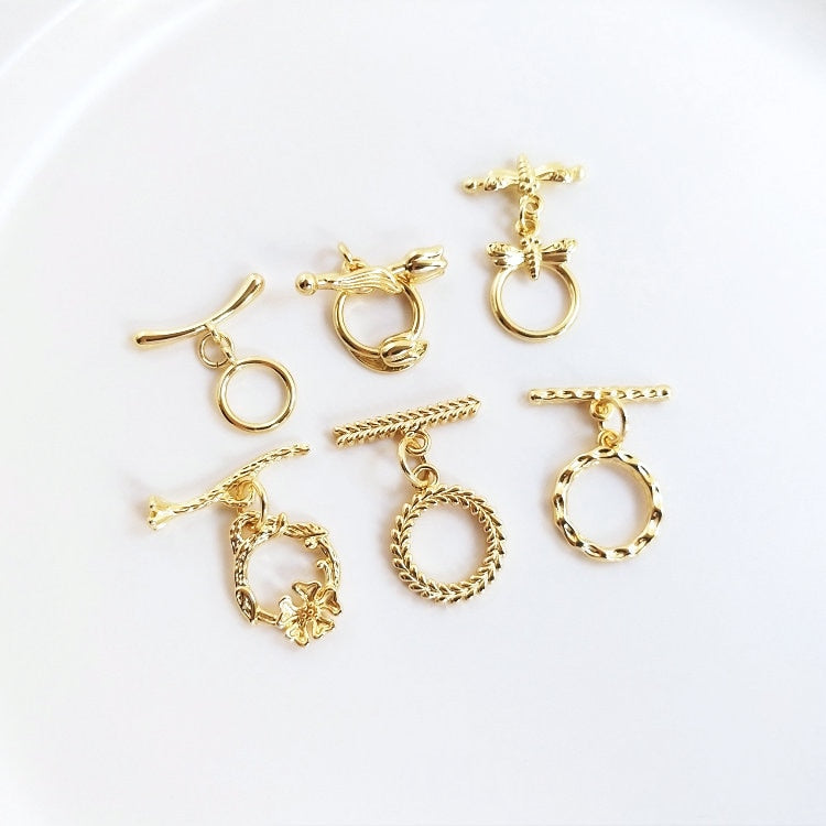 14K Gold Color Brass O Toggle Clasps